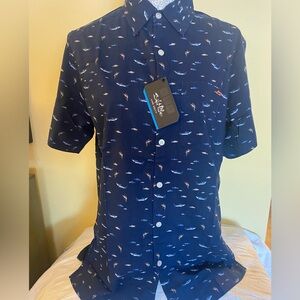 NWT Salt Life Men's Fish Print Woven Short Sleeve Shirt SZ S